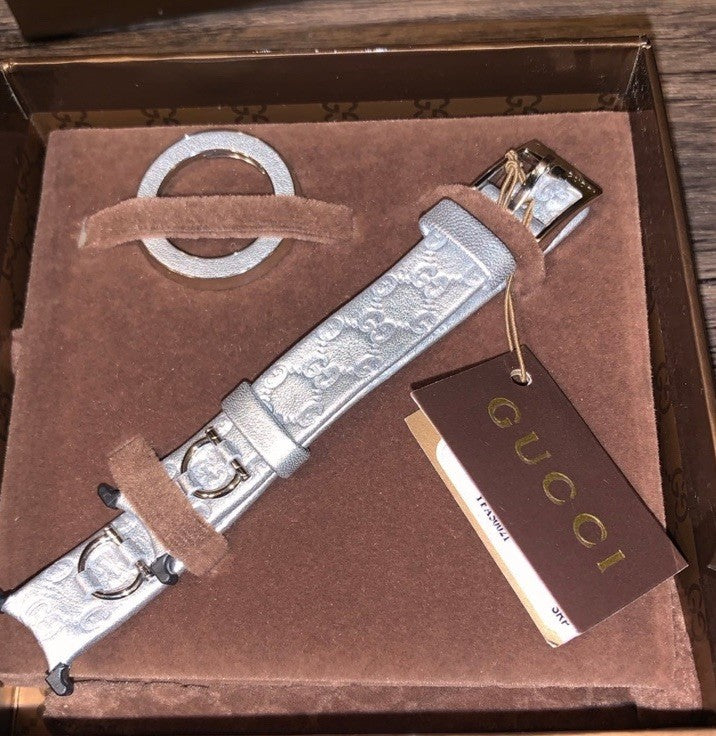 Authenticated Silver Gucci U Play Watch Band & Bezel Kit YFA50021- NWT