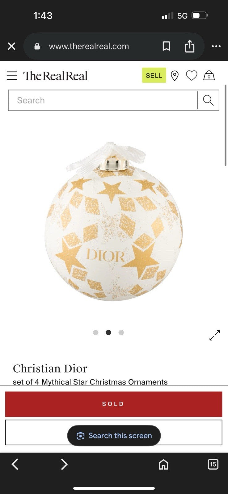 Limited Edition Christian Dior 4 Mythical Star Christmas Ornaments-New In Box