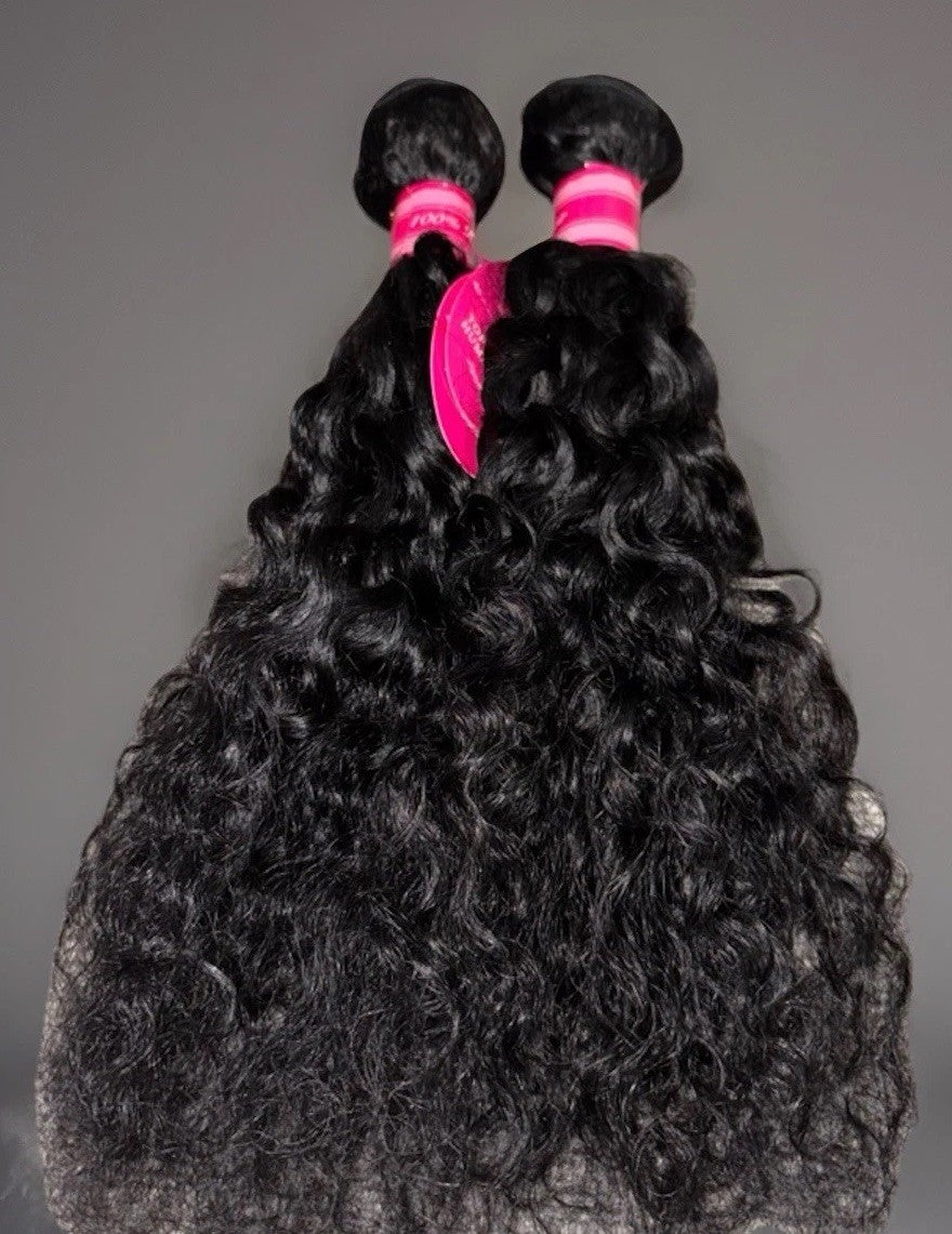 3-5 Bundles of 100% Water Wave Human Hair Extensions 18”-22”
