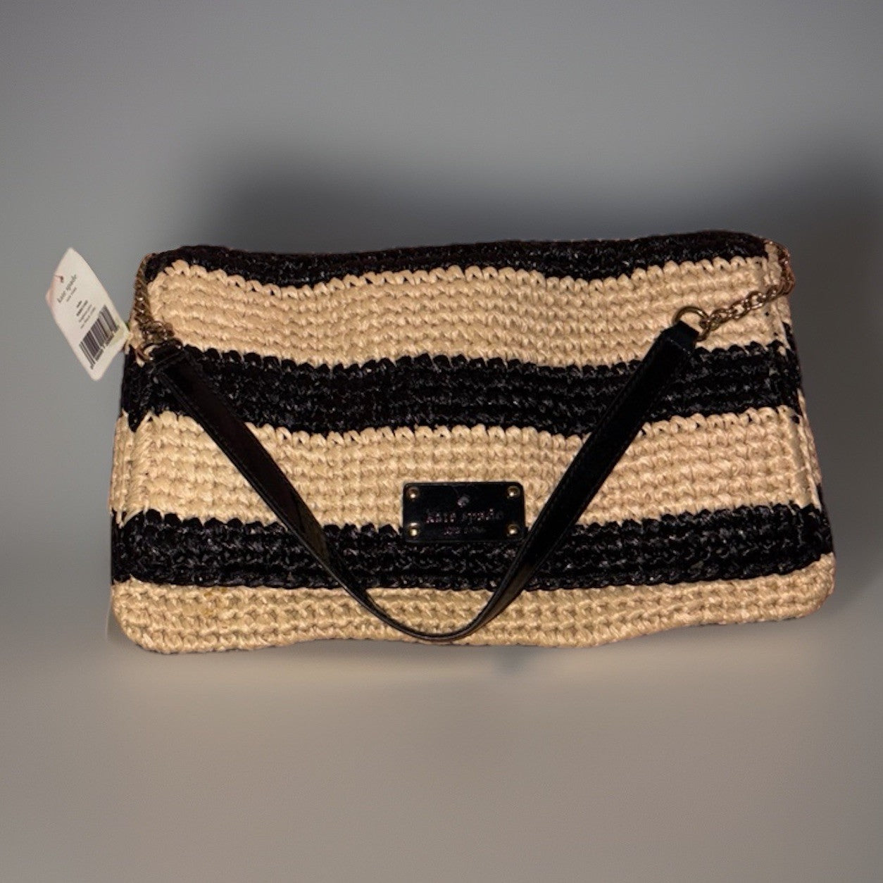 NEW WITH TAG- Kate Spade Tasha Brighton Pier Striped Woven Straw Bag WKRU1562