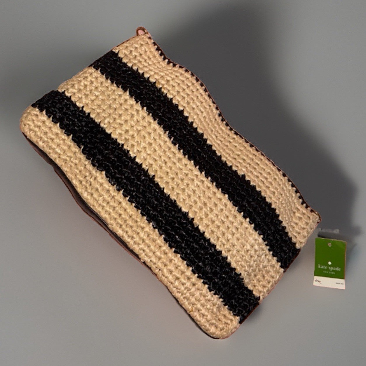 NEW WITH TAG- Kate Spade Tasha Brighton Pier Striped Woven Straw Bag WKRU1562