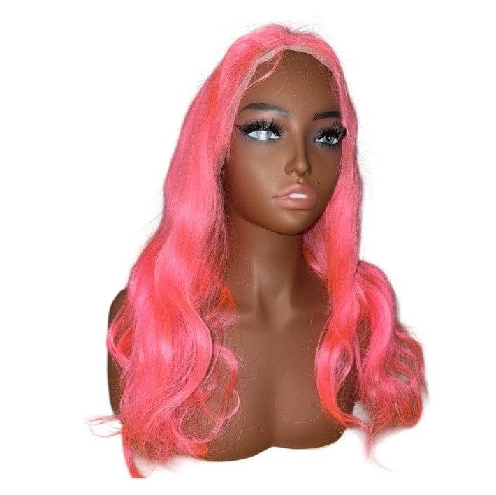 NEW- 22” 150% Density Pink 13x4 Hd Lace Front Human Hair Wig