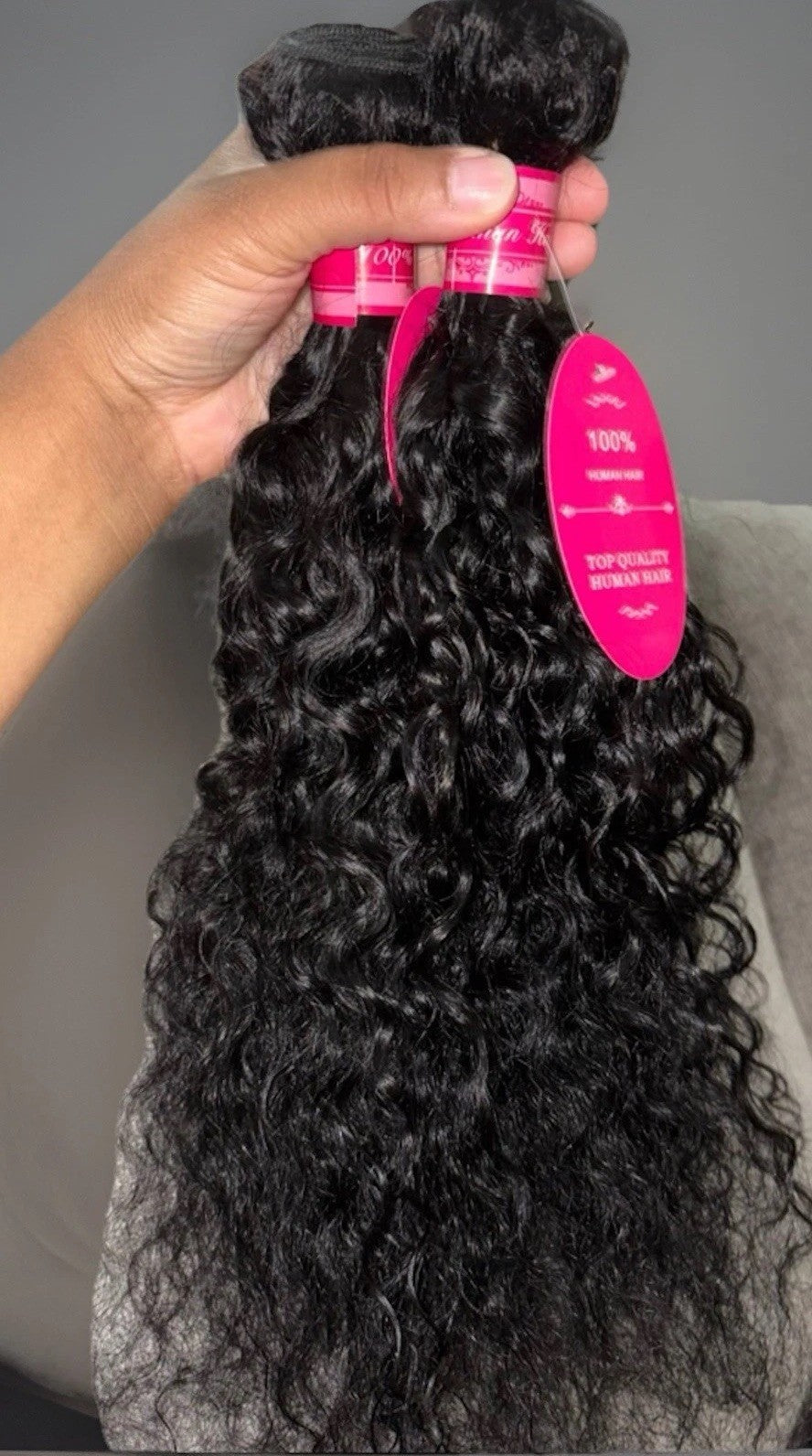 3-5 Bundles of 100% Water Wave Human Hair Extensions 18”-22”