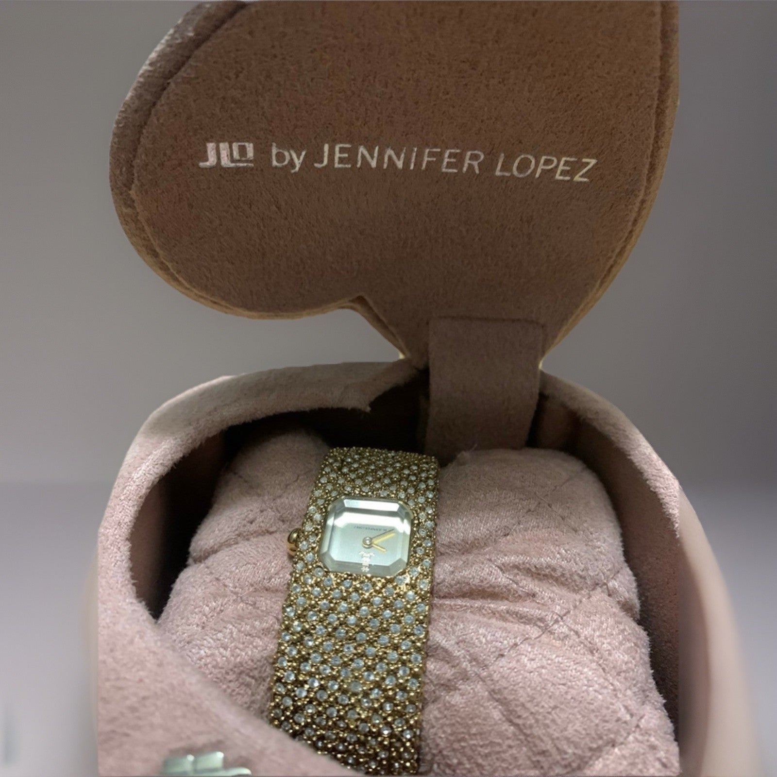 JLO Jennifer Lopez Crystal Accent Paved Gold Tone Women's Watch-NEW