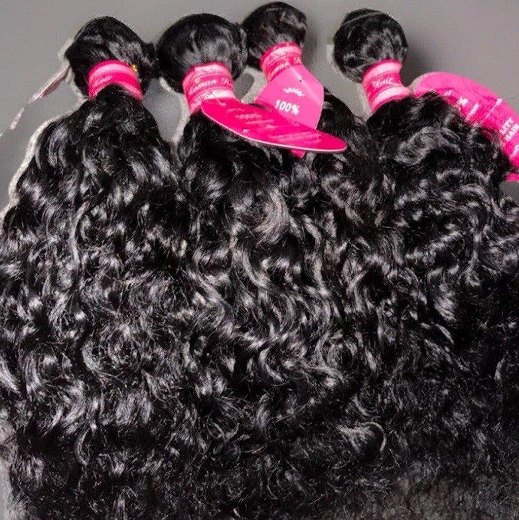 3-5 Bundles of 100% Water Wave Human Hair Extensions 18”-22”