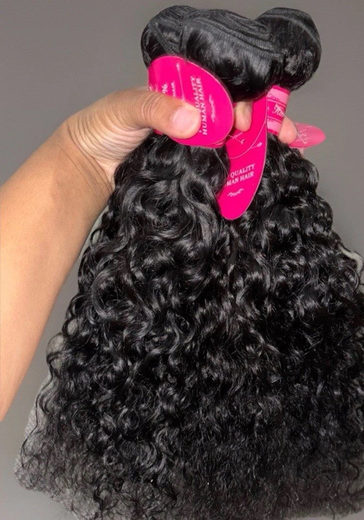 3-5 Bundles of 100% Water Wave Human Hair Extensions 18”-22”