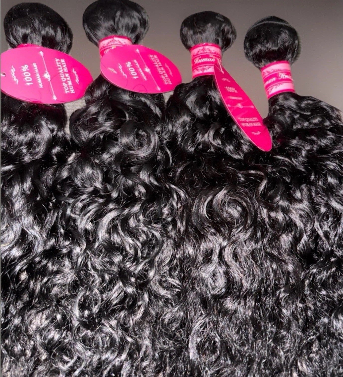 3-5 Bundles of 100% Water Wave Human Hair Extensions 18”-22”