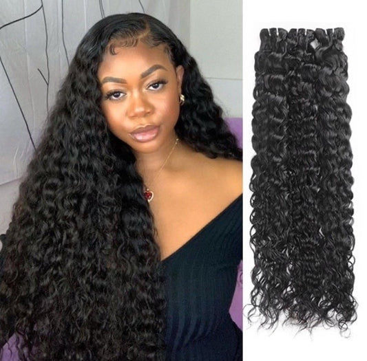 3-5 Bundles of 100% Water Wave Human Hair Extensions 18”-22”