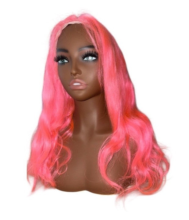NEW- 22” 150% Density Pink 13x4 Hd Lace Front Human Hair Wig