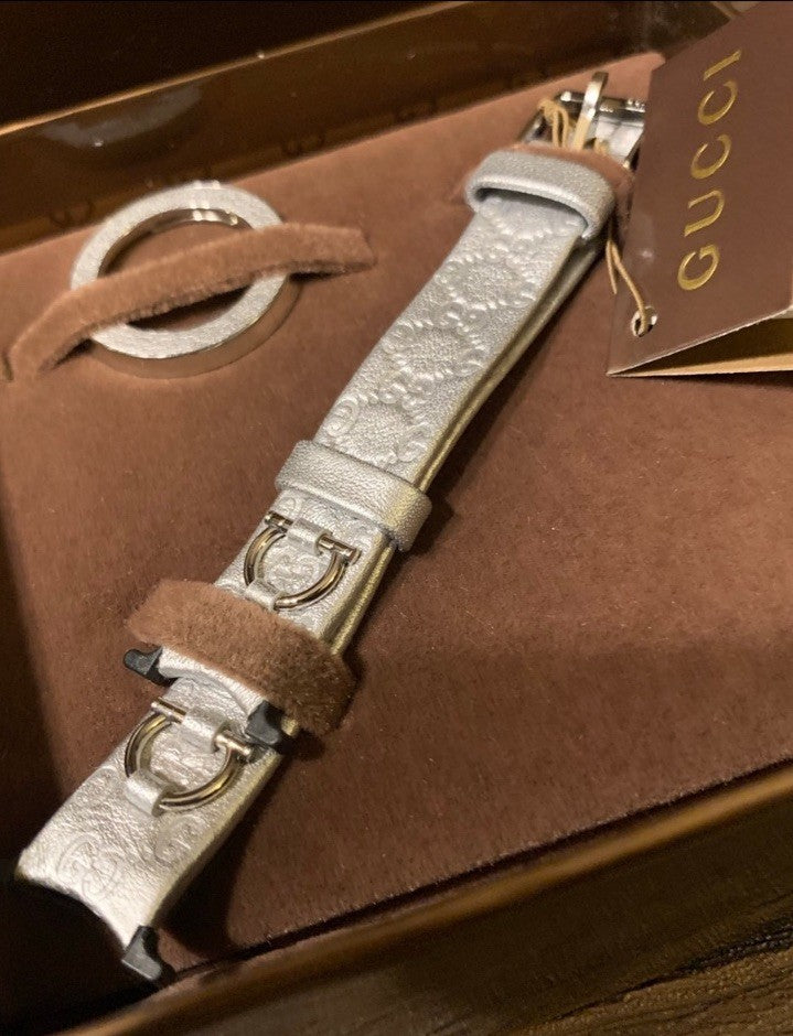 Authenticated Silver Gucci U Play Watch Band & Bezel Kit YFA50021- NWT
