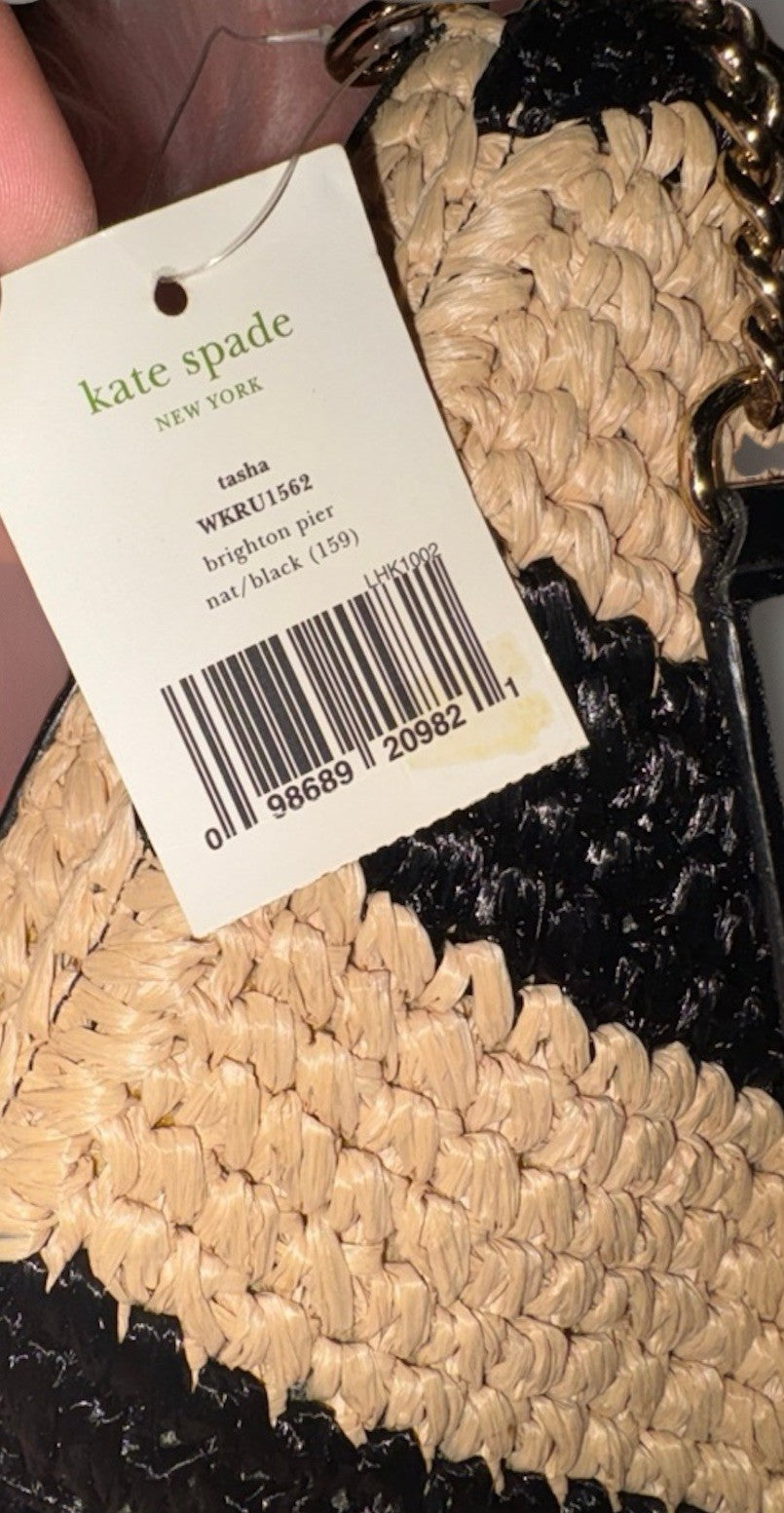 NEW WITH TAG- Kate Spade Tasha Brighton Pier Striped Woven Straw Bag WKRU1562