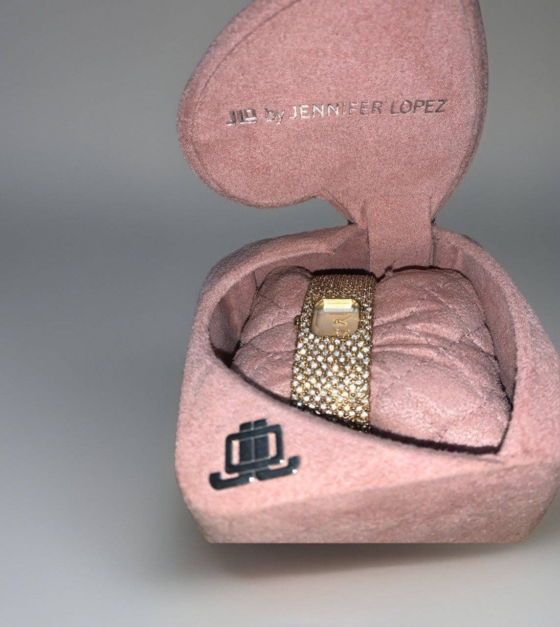 JLO Jennifer Lopez Crystal Accent Paved Gold Tone Women's Watch-NEW