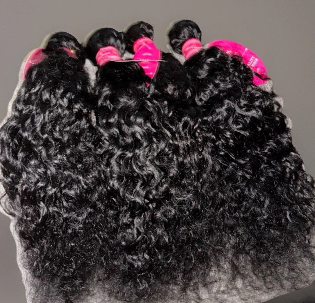 3-5 Bundles of 100% Water Wave Human Hair Extensions 18”-22”
