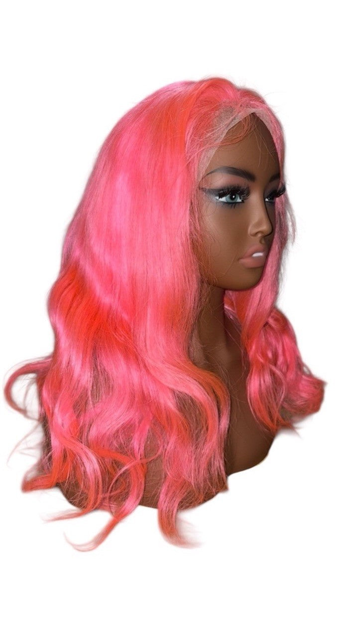 NEW- 22” 150% Density Pink 13x4 Hd Lace Front Human Hair Wig