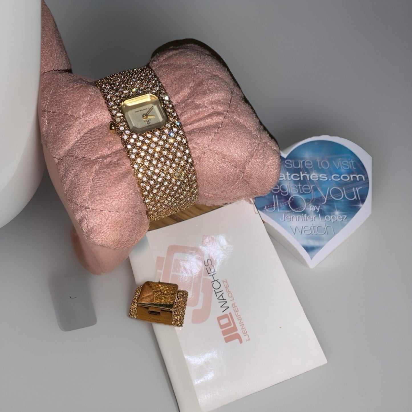 JLO Jennifer Lopez Crystal Accent Paved Gold Tone Women's Watch-NEW