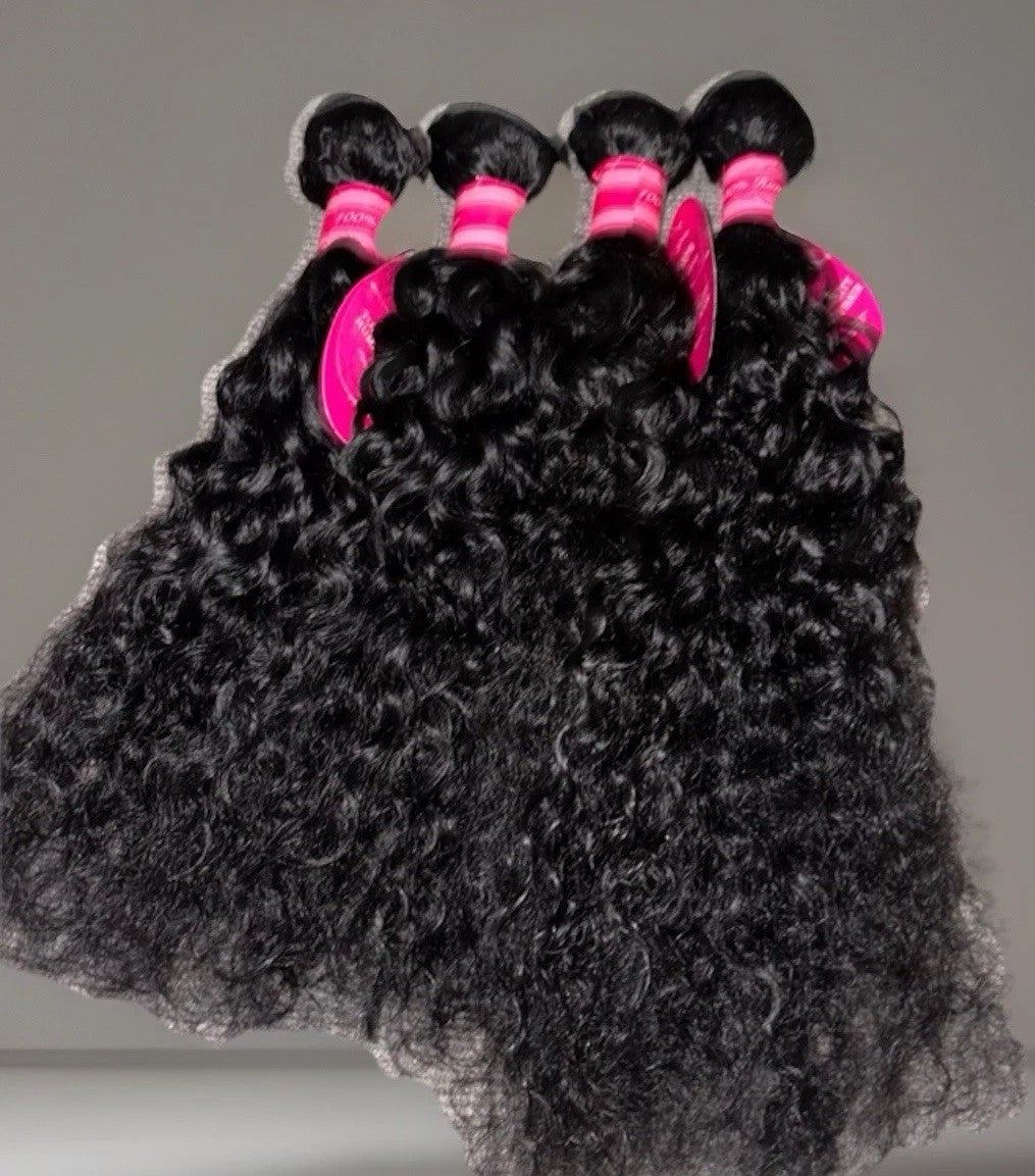 3-5 Bundles of 100% Water Wave Human Hair Extensions 18”-22”