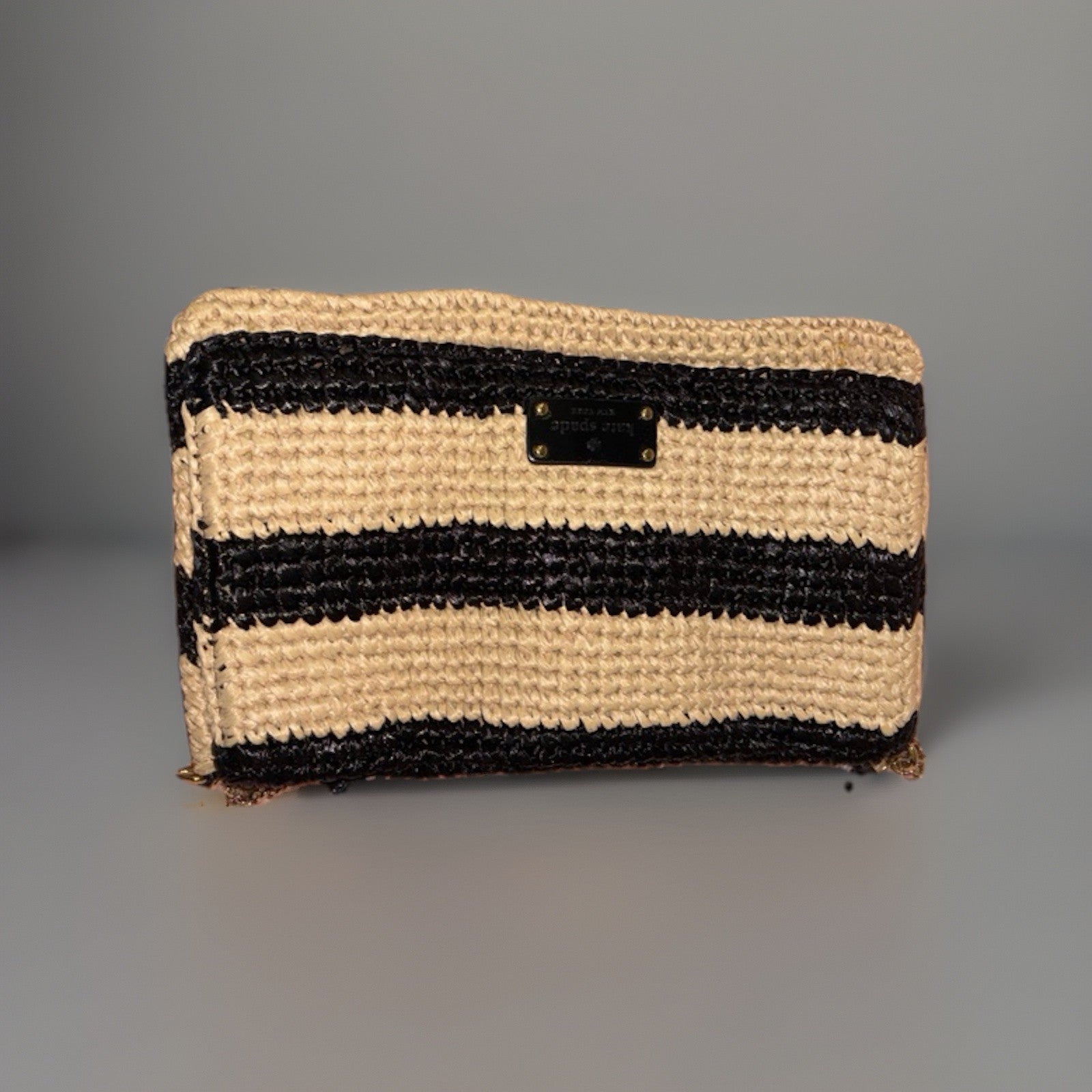 NEW WITH TAG- Kate Spade Tasha Brighton Pier Striped Woven Straw Bag WKRU1562
