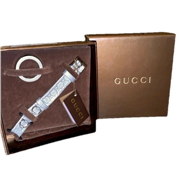 Authenticated Silver Gucci U Play Watch Band & Bezel Kit YFA50021- NWT